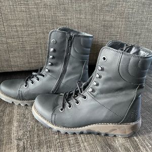 Matte Black Fly London Combat Boots